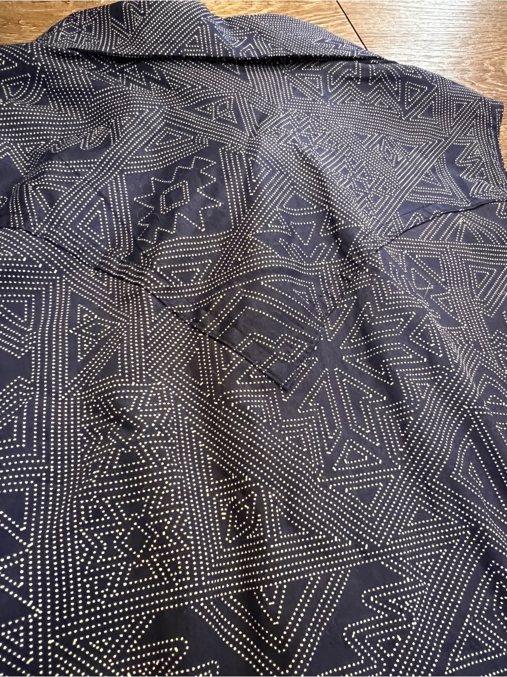 Wrangler Retro Sleeveless Western Snap Shirt Navy Aztec Print Cotton | Size: L - Picture 7 of 10